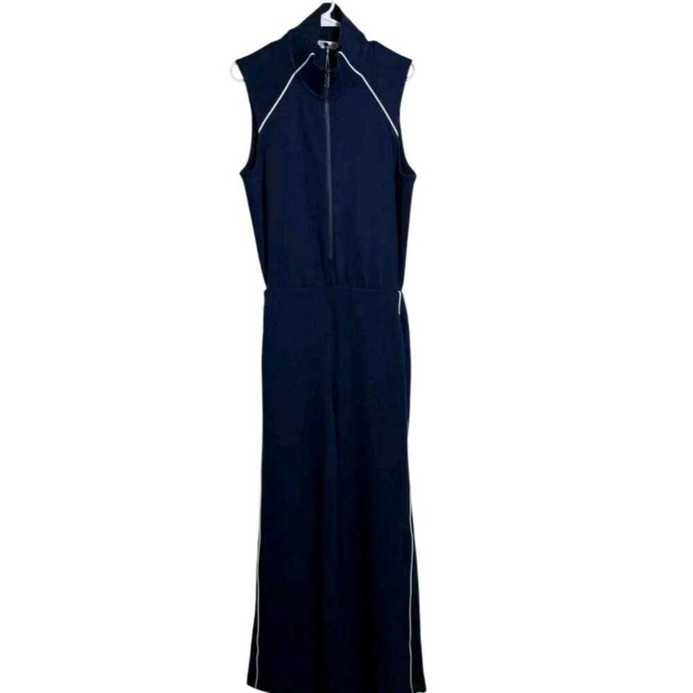 NWT Spanx Airessentials Pique Navy Open back XL Wide-Leg Jumpsuit Ashwood Travel - Picture 5 of 6